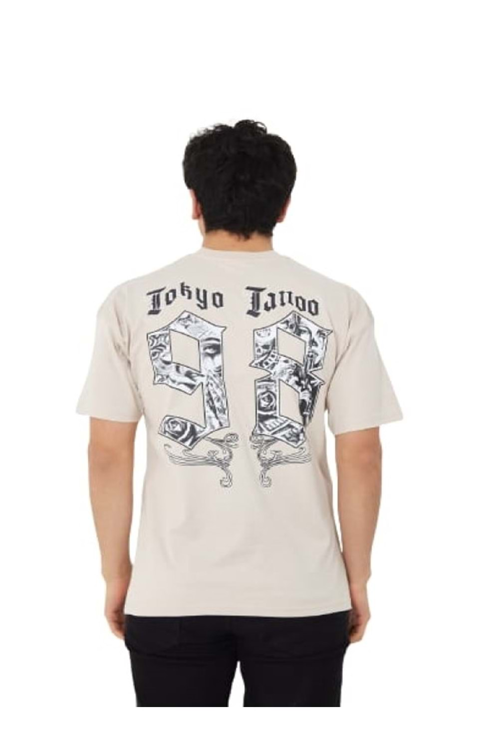 High West Erkek Oversize Sıfır Yaka Kısa Kol T-shirt H00009 - Bej