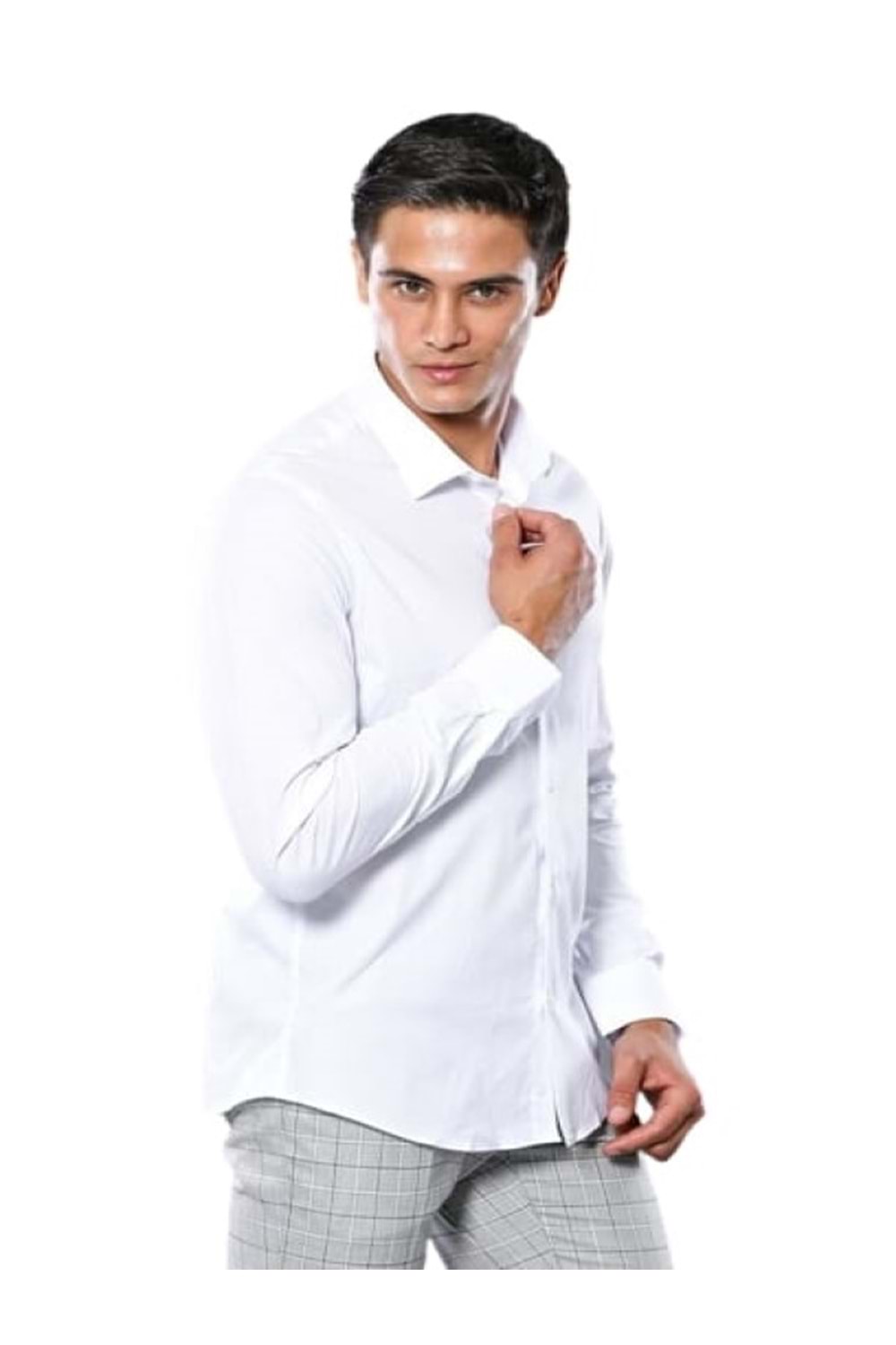 Coumas Erkek Slim Fit Poplin Likralı Gömlek C00017 - Beyaz