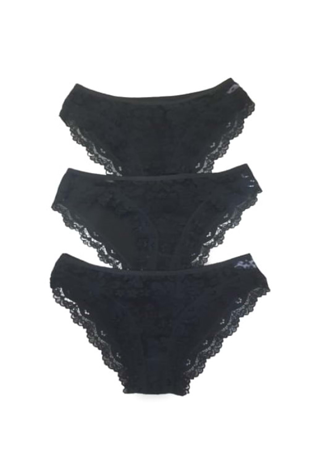 Atilla Kadın Küpür Dantelli Bikini Külot A-550 (3 Paket) - Siyah - TEK EBAT