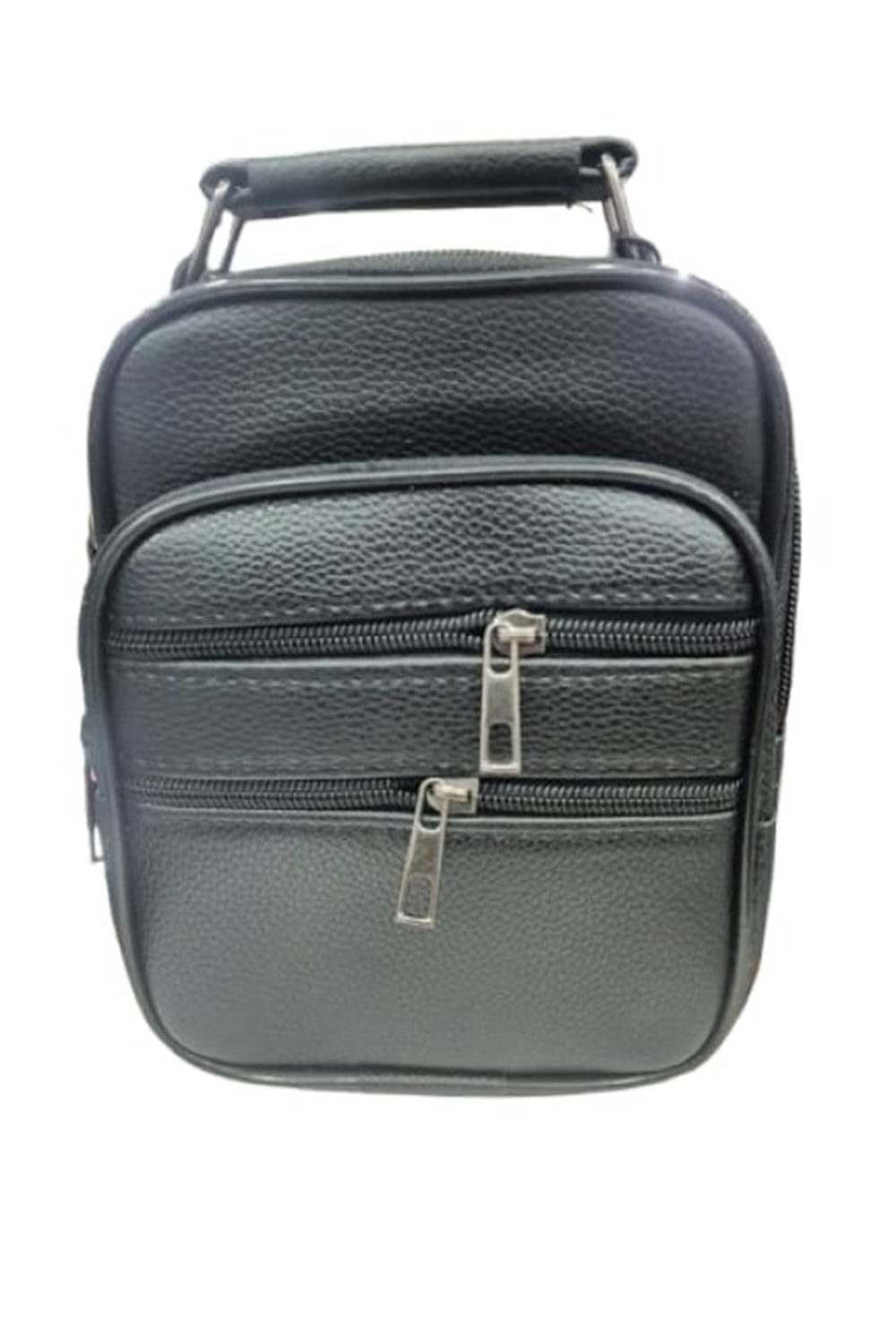 Sağlamer S00121 Erkek Suni Deri Dikey Kasalı Boy El ve Omuz Askılı Çanta - ST00121-Siyah-ORTA BOY