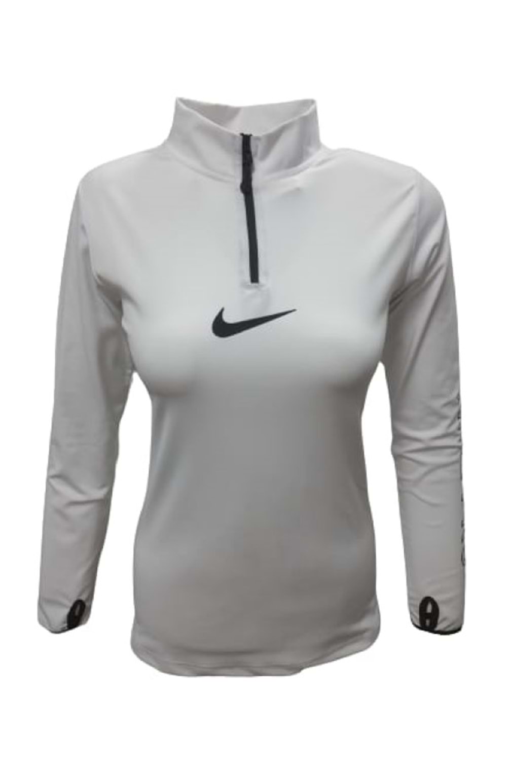 Nike 0743 Kadın Kolu Baskılı Pro Crop Sweatshirt - Beyaz - ST00151-Beyaz-M