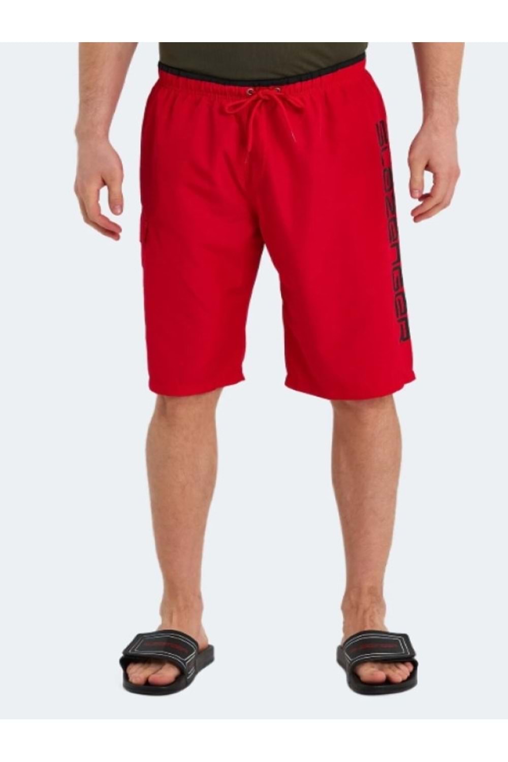 Slazenger Runist Erkek Cepli Kapri Şort - Slazenger - Kırmızı - ST00184-Kırmızı-M