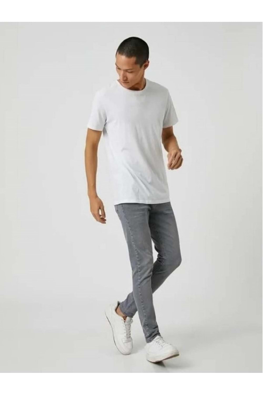 Hacker T 216-1680 Erkek Denim Tom Slim Licralı Kot Pantolon - Gri - ST00221-Gri-34