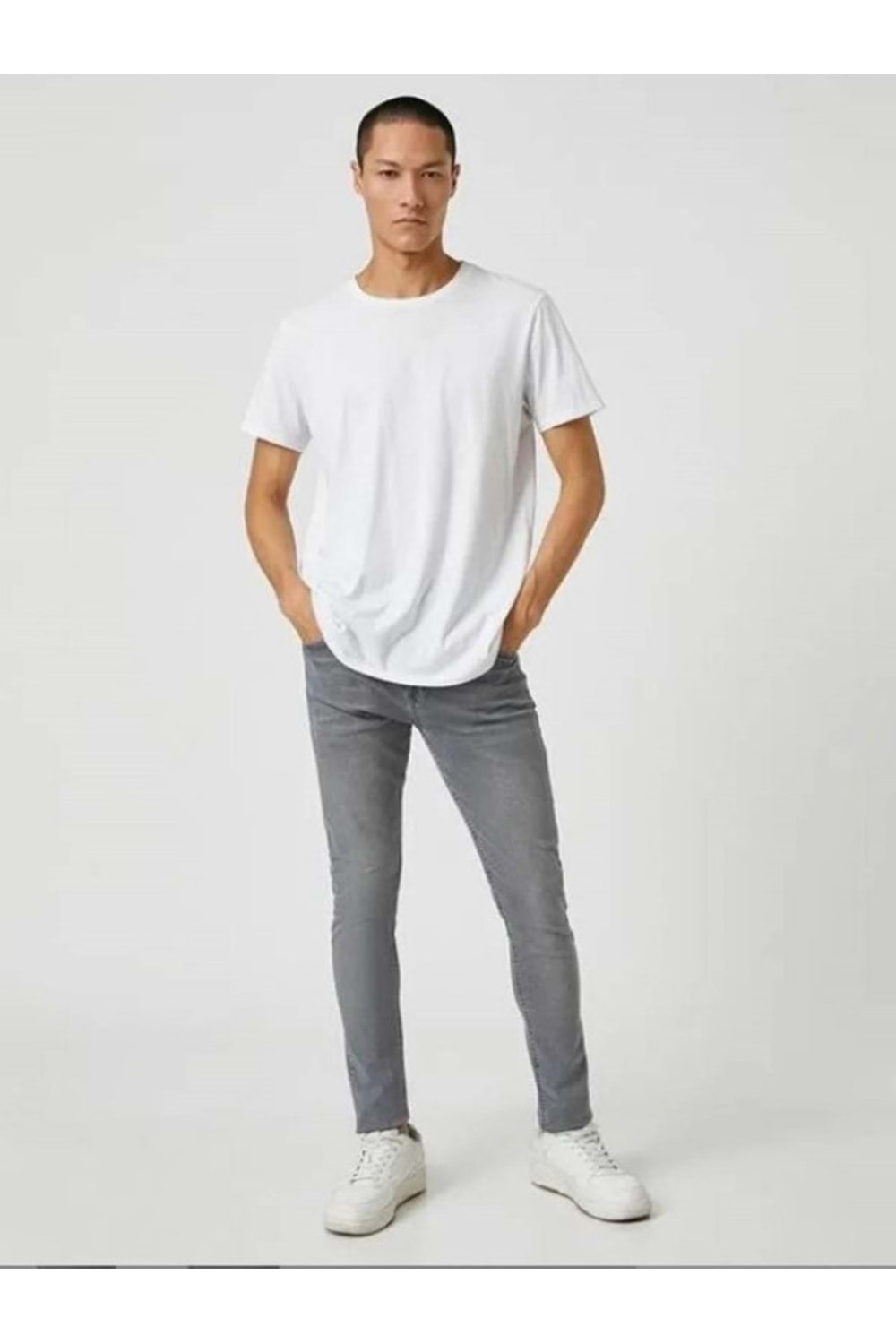 Hacker T 216-1680 Erkek Denim Tom Slim Licralı Kot Pantolon - Gri - ST00221-Gri-34