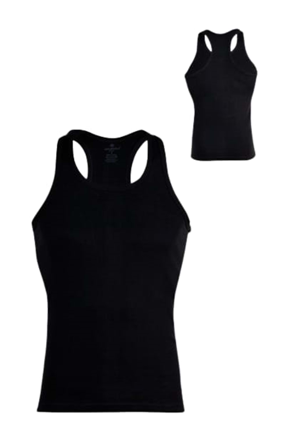 Ceylanoğlu C025 Erkek Penye Ribana 2'li Spor Atlet - Siyah - XXL