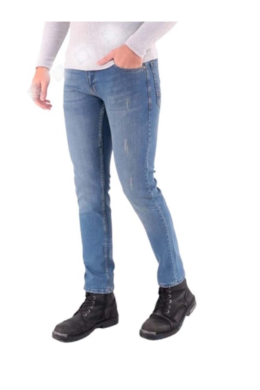 Hacker Erkek Denim Slim Likralı Lazer Tırnaklı Kot Pantolon Tom S 473-904 - Açık Mavi - 38