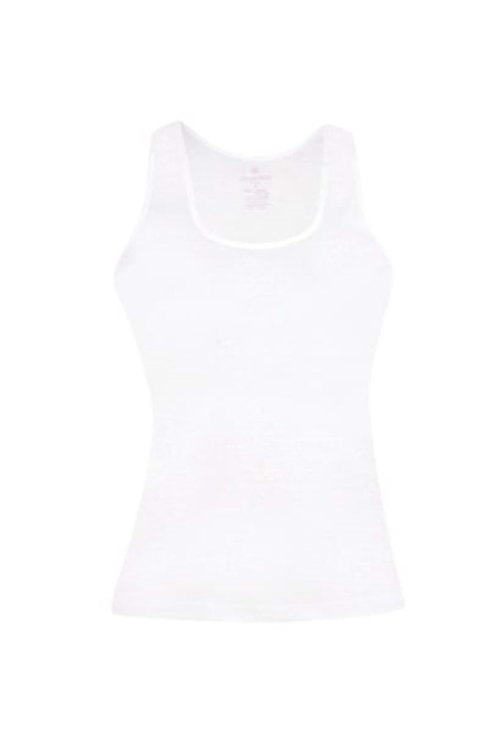 Ceylanoğlu C167 Kadın Penye Ribana Saten Geniş Askılı 2li Atlet - Beyaz - ST00357-Beyaz-M