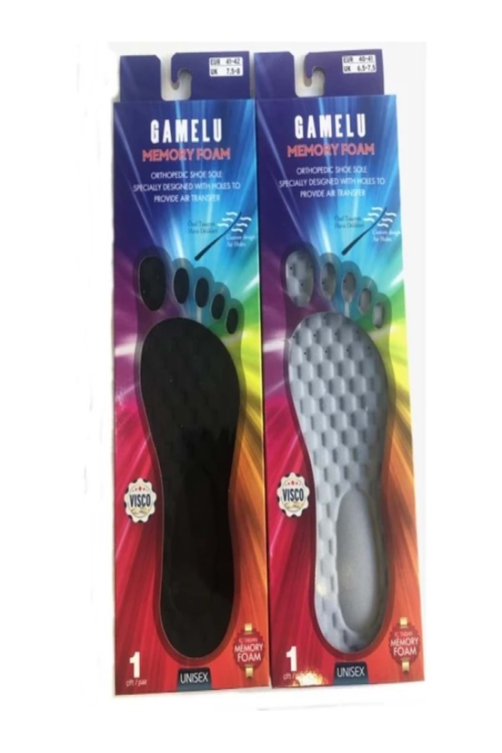 Gamelu G900 Unisex Memory Foam Ortopedik Hava Delikli İç Taban Bir Çift - Siyah - ST00407-Siyah-42-43