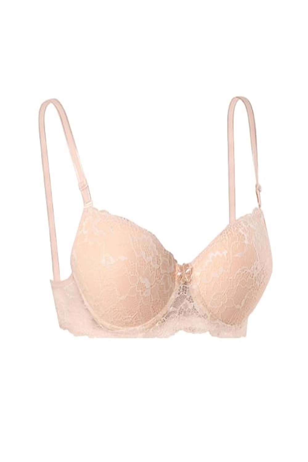 Ebru Kadın Slikonlu Dolu Dantelli Sütyen E-1154 - Ten - 80