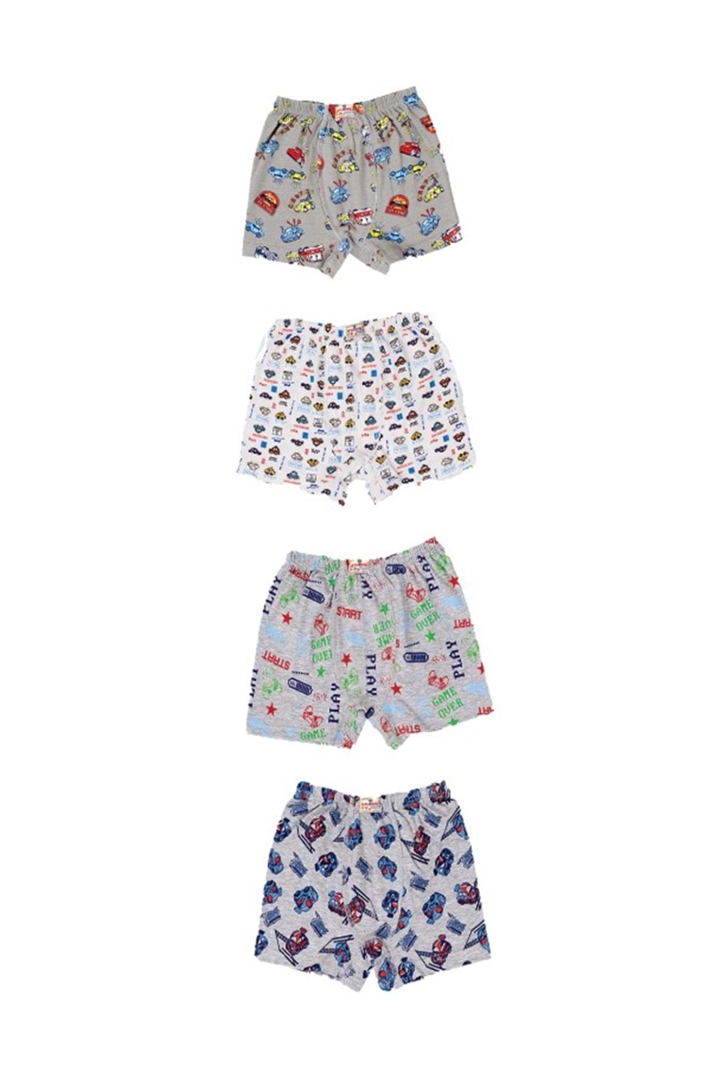 Ceylanoğlu C-345 Erkek Çocuk Empirme Likralı Boxer (4 lü Paket) - Karışık Renkli - ST00490-Karışık Renkli-4