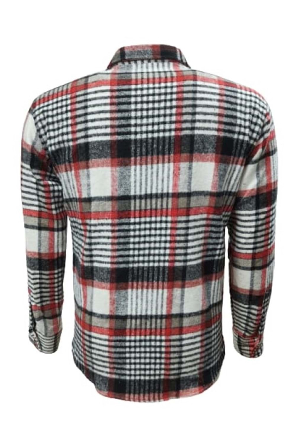 Ronex R00626 Erkek Oduncu Cepli Düğmeli Çizgil Ekose Gömlek - ST00626-Kırmızı-M
