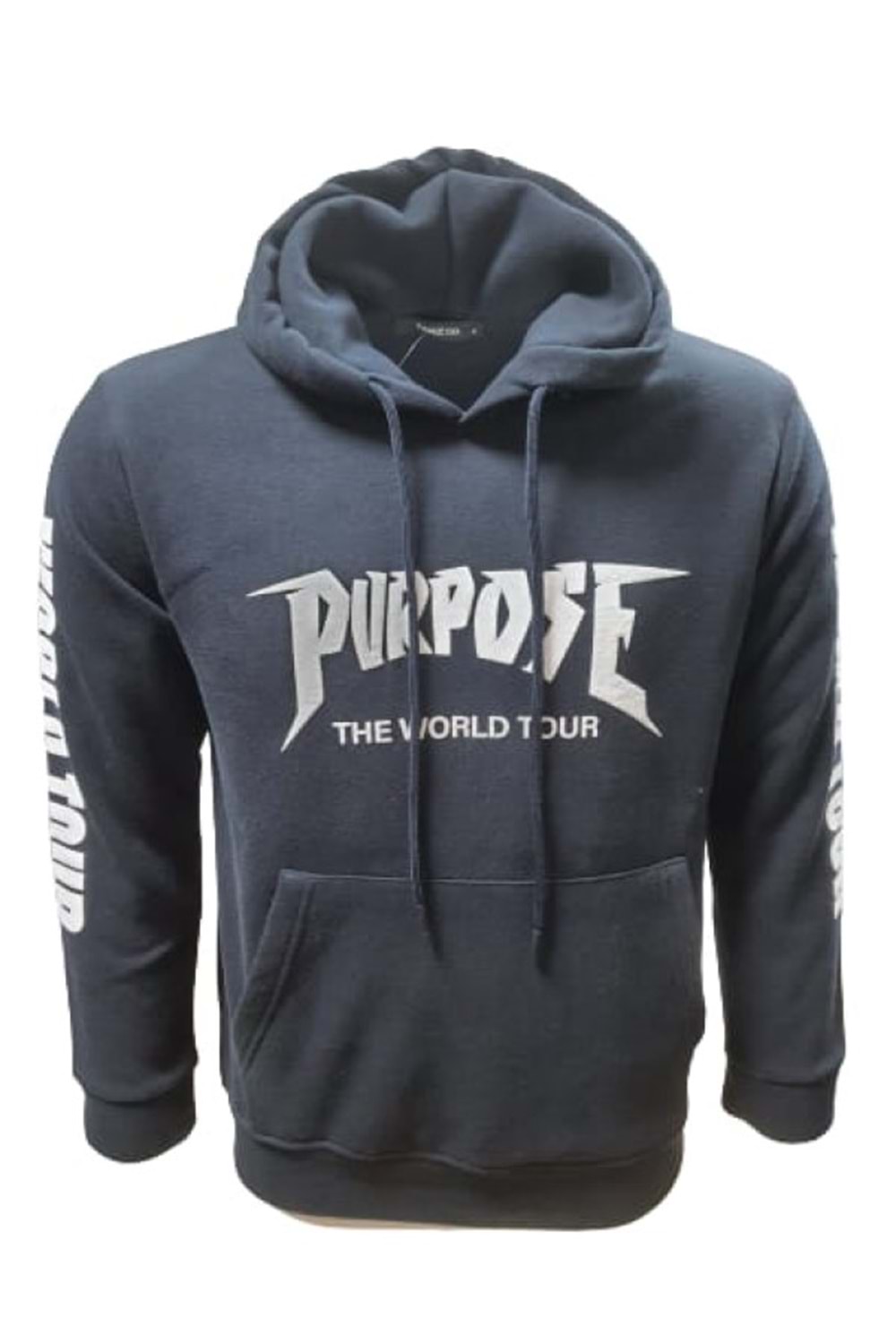 Tarz Cool T00633 Erkek Pamuklu Kapüşonlu Baskılı Üç İplik Sweatshirt - T00633 - Siyah - ST00633-Siyah-L