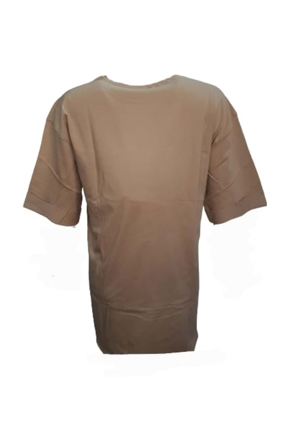 Kuzey Kadın Baskılı Yırtmaçlı Oversize Kadın T-Shirt 301 - Bej - L