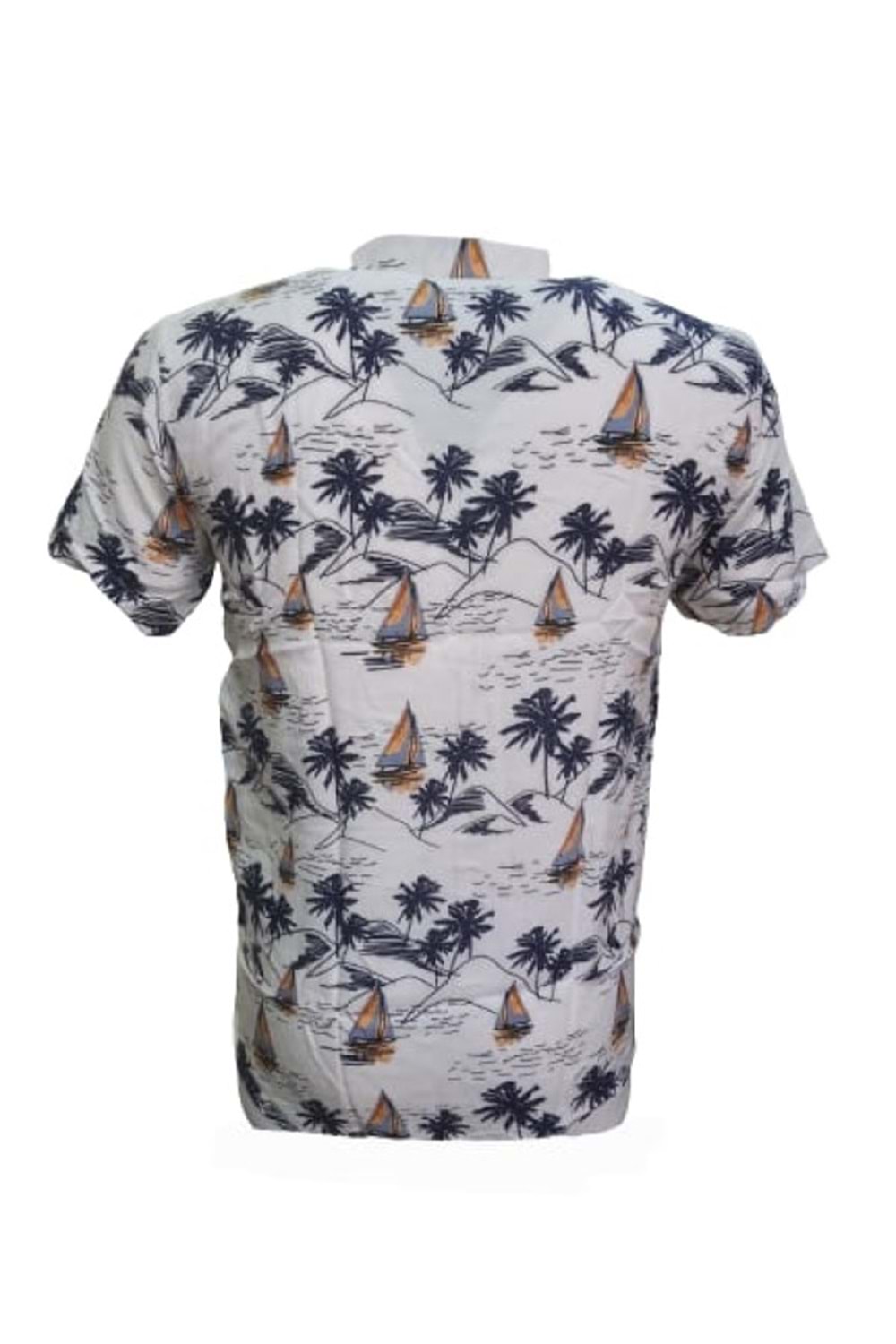 Ronex Erkek Viskon Baskılı Kısa Kol Gömlek St00941 - Bej - L