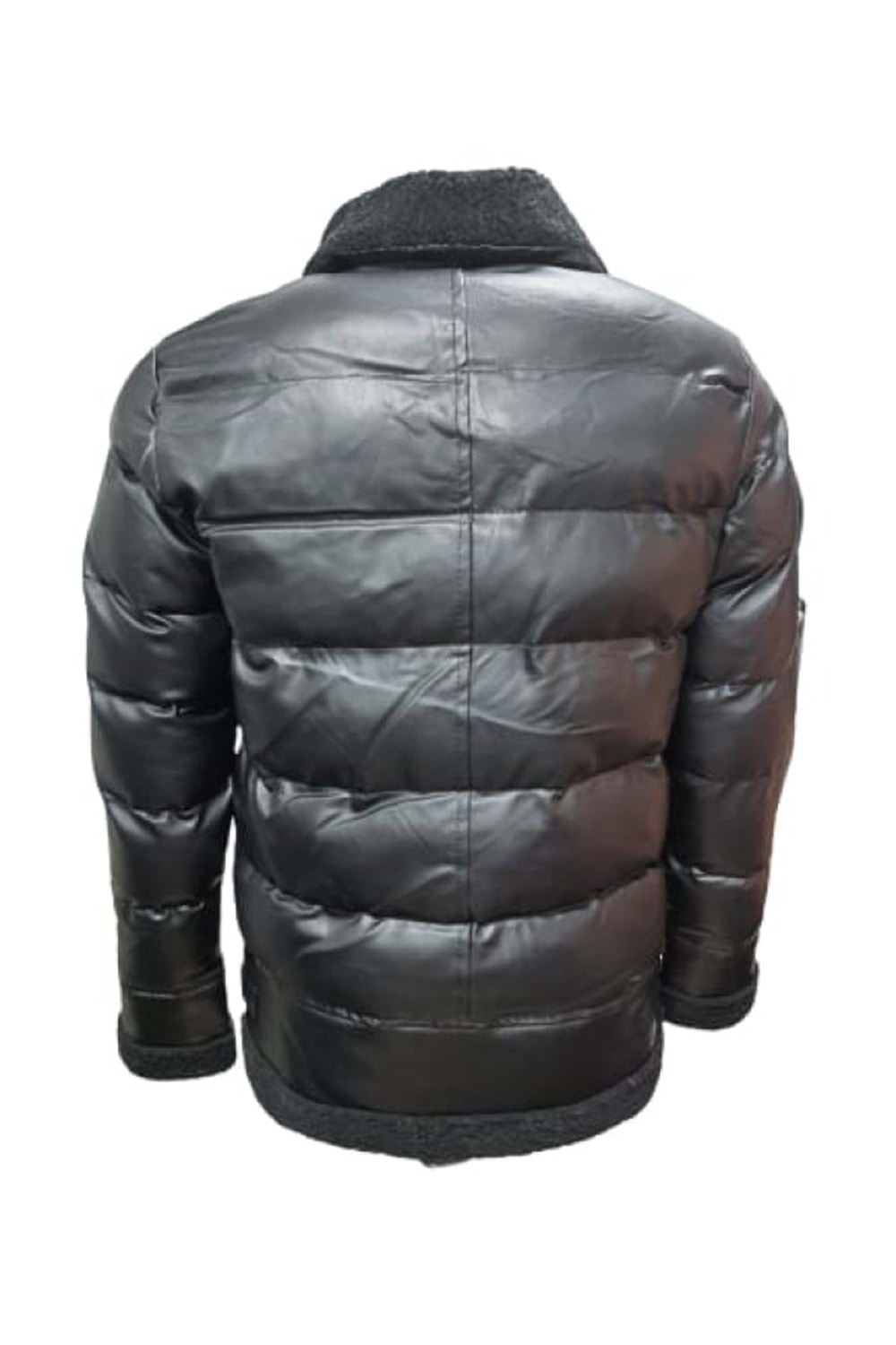 Zagmen Z01037 Erkek Yakası Kürklü Fermuarlı Deri Ceket - Z01037 - Siyah - ST01037-Siyah-XXL