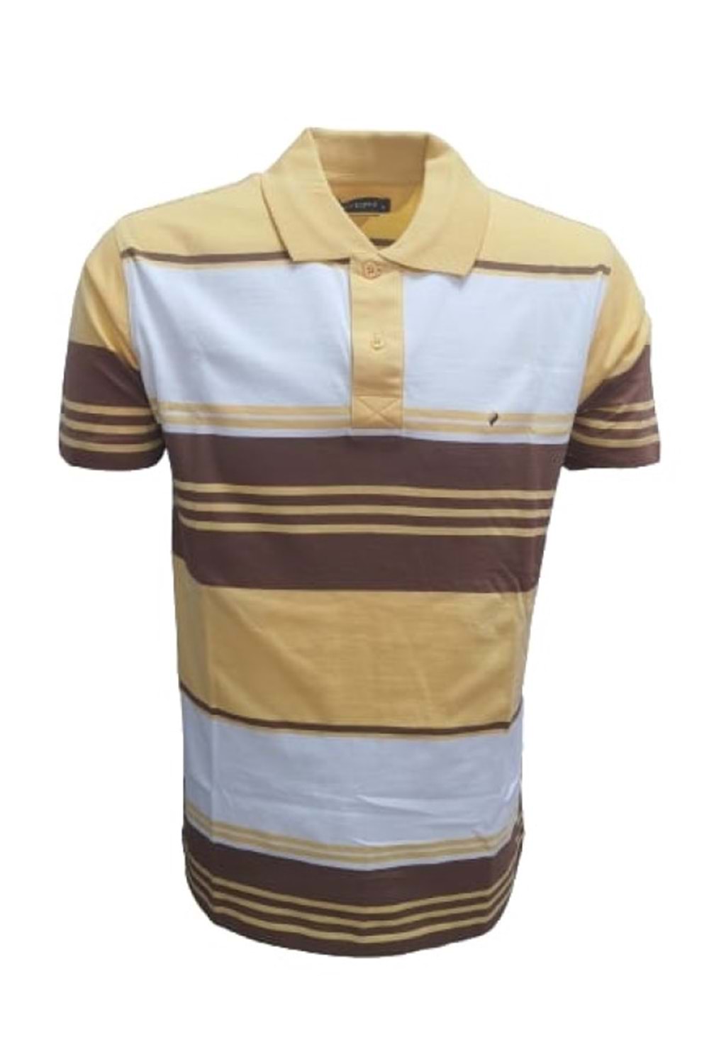 Mcl M22068 Erkek Polo Yaka Kısa Kol Çizgili Penye T-shirt - Sarı