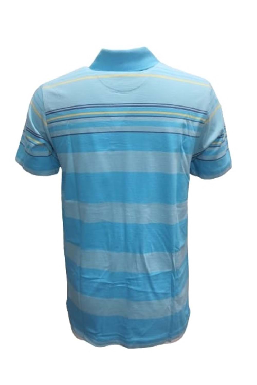 Mcl M22068 Erkek Polo Yaka Kısa Kol Çizgili Penye T-shirt - Turkuaz