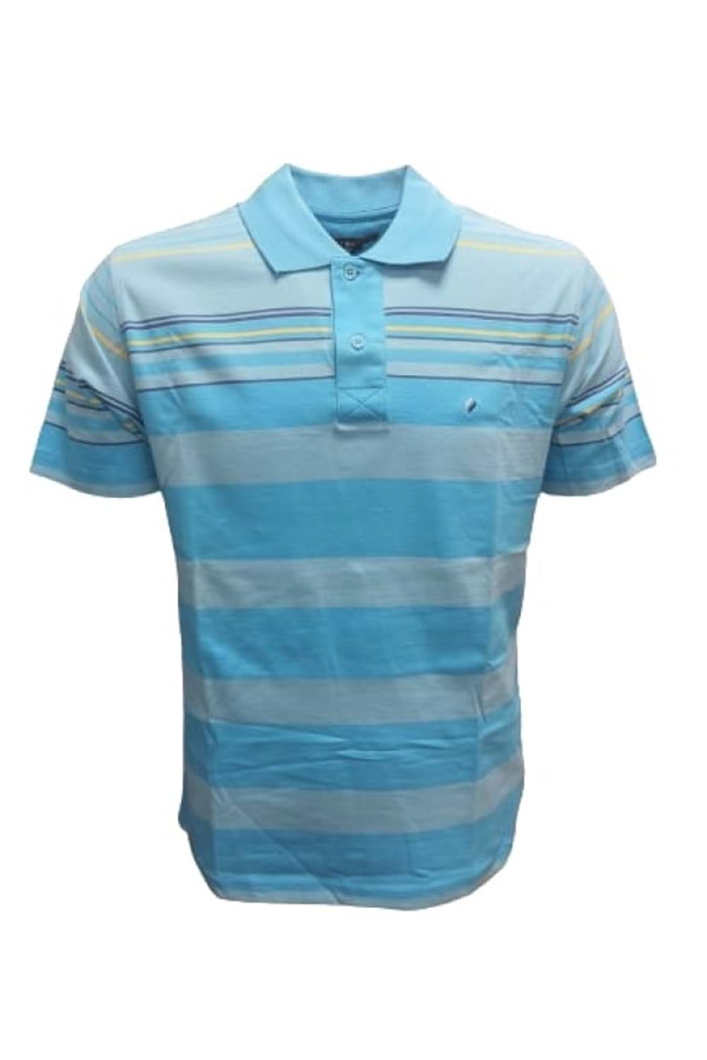 Mcl M22068 Erkek Polo Yaka Kısa Kol Çizgili Penye T-shirt - Turkuaz