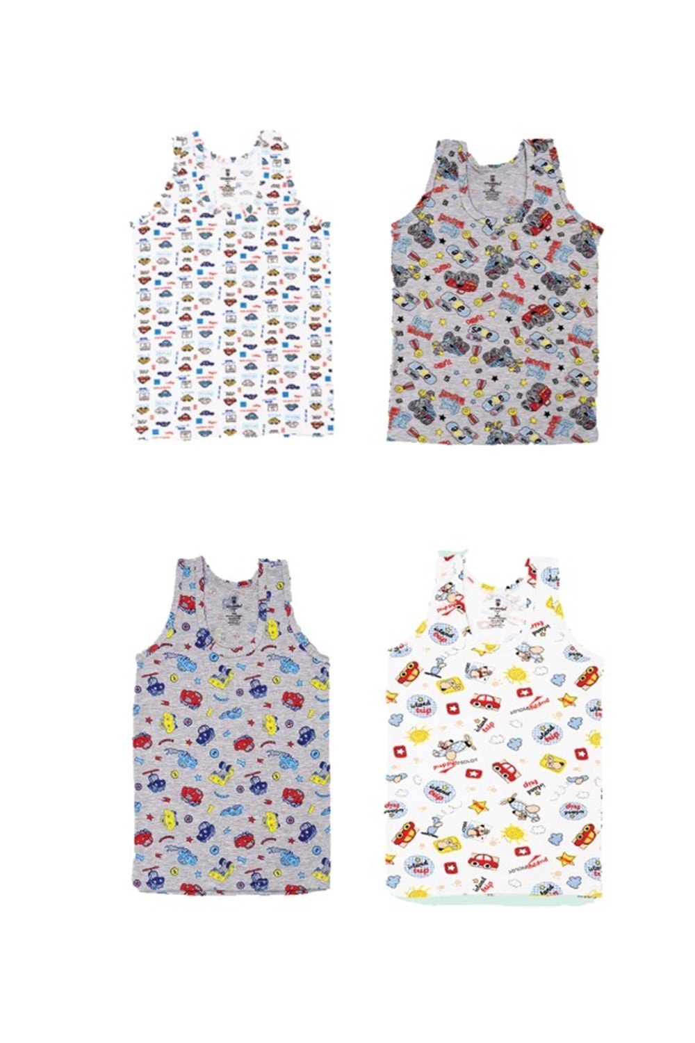 Ceylanoğlu C-346 Erkek Çocuk Empirme Likralı Atlet ( 3 lü Paket ) - Karışık Renkli - ST01094-Karışık Renkli-4