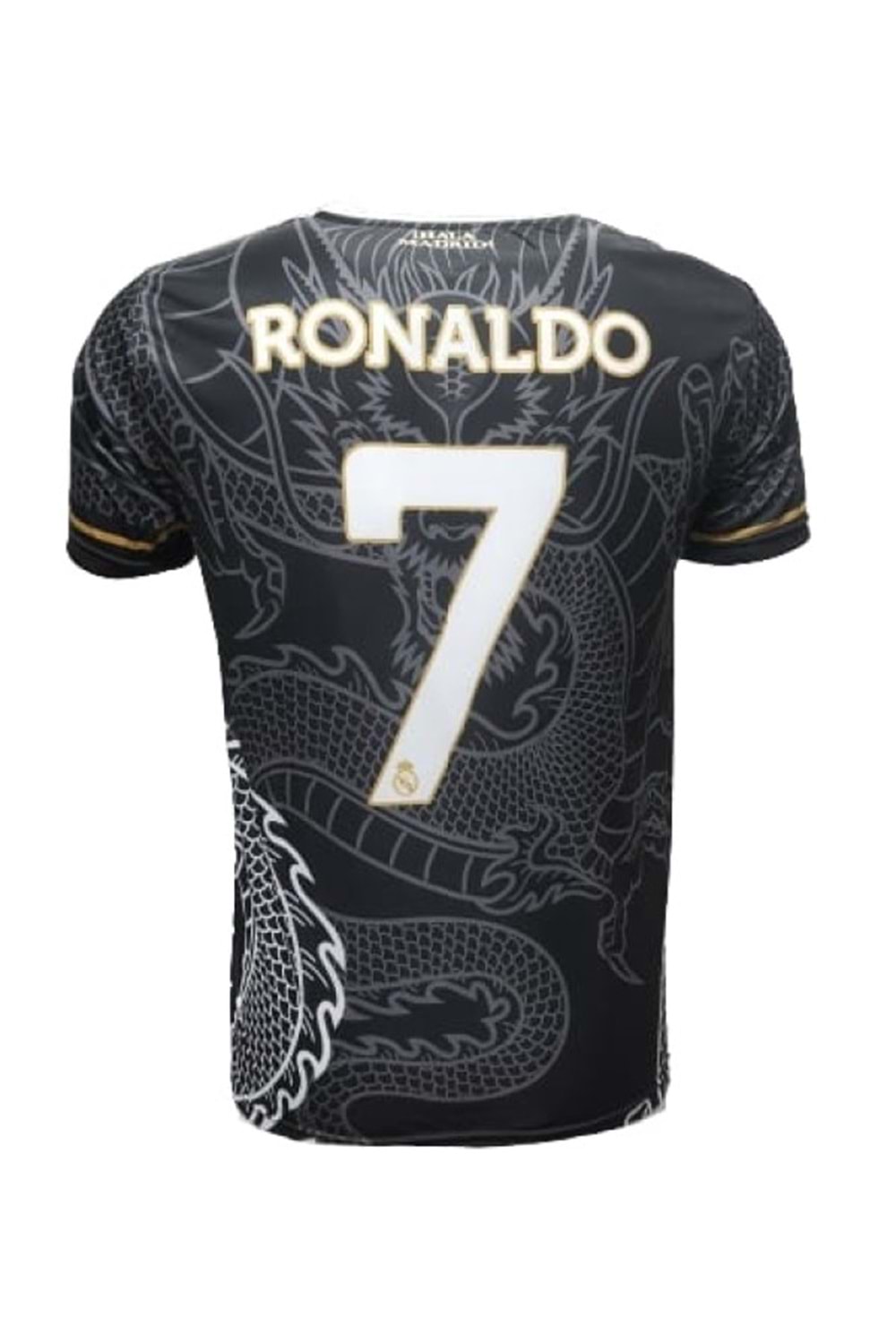 Real Madrid R01098 Siyah Özel Ejderha Desenli Ronaldo Forma 2023-2024 - Siyah