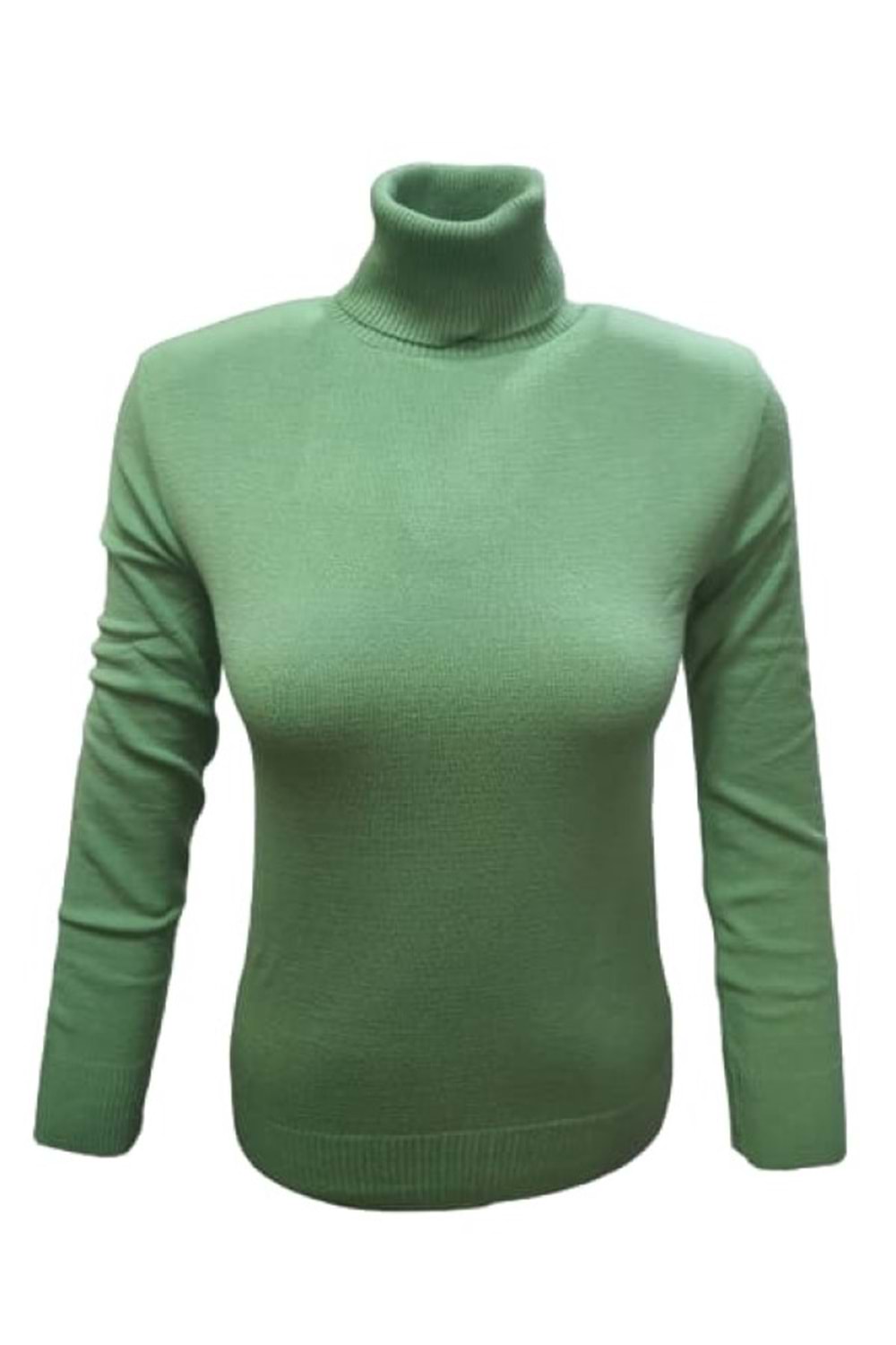 Me-Na 3001 Kadın Triko İnce Tam Balıkçı Kazak - Yeşil