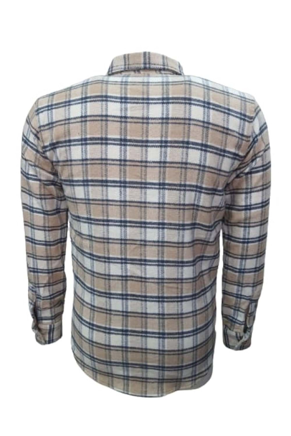 Ronex R01216 Erkek Oduncu Cepli Düğmeli Çizgili Gömlek - R01216 - Bej - ST01216-Bej-XXL