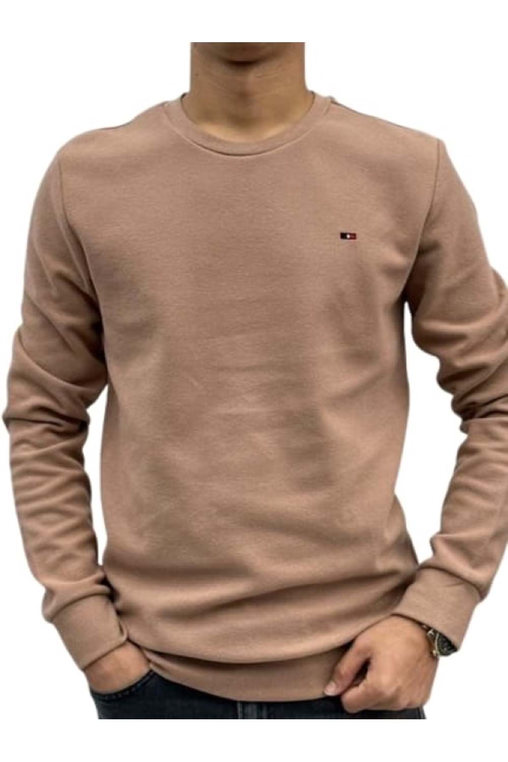 Ce-Ce C9001 Erkek Basic Selanik Bisiklet Yaka Sweatshirt - C9001 - Bej - ST01226-Bej-L