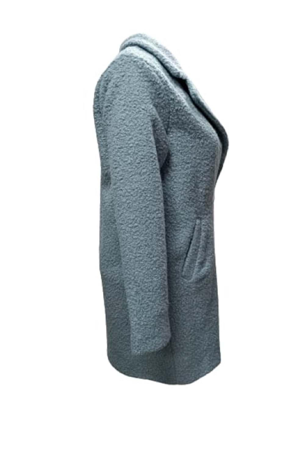 Kaside K3401 Kadın Buklet Kısa Kaşe Kaban - K3401 - Mavi - ST01337-Mavi-XL