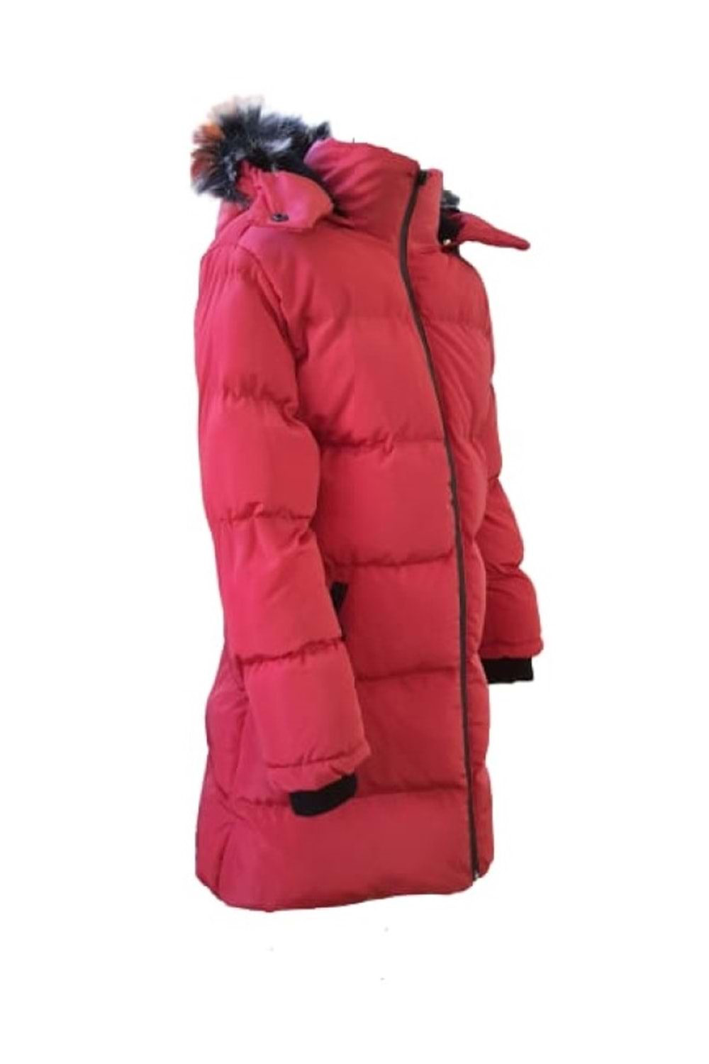 Bilen Kids B07001 Çocuk Kız Kapüşonlu Kürklü Spor Mont - B07001 - Kırmızı - ST01342-Kırmızı-6 YAŞ