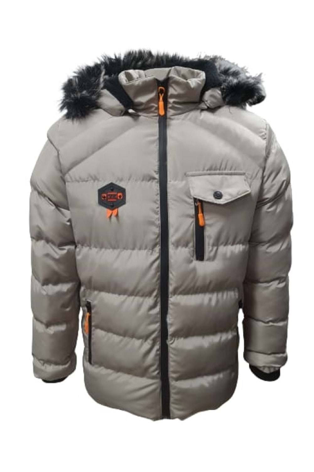 Es Booz E01347 Çocuk Erkek Kapüşonlu Kürklü Spor Mont - E01347 - Bej - ST01347-Bej-15 YAŞ