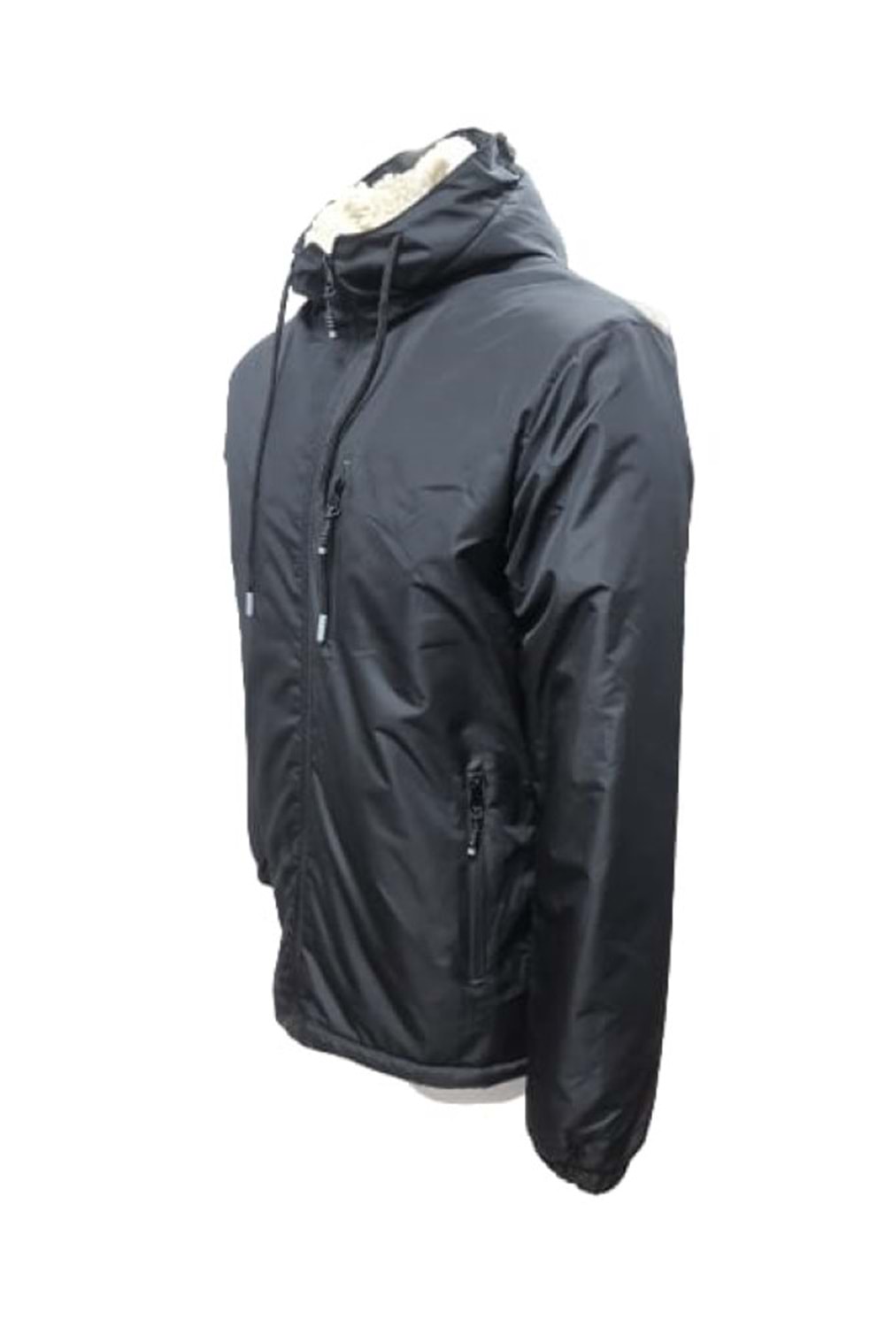 Mtn M01396 Erkek İçi Kürklü Fermuarlı Kapüşonlu Mont - M01396 - Siyah - ST01396-Siyah-3XL