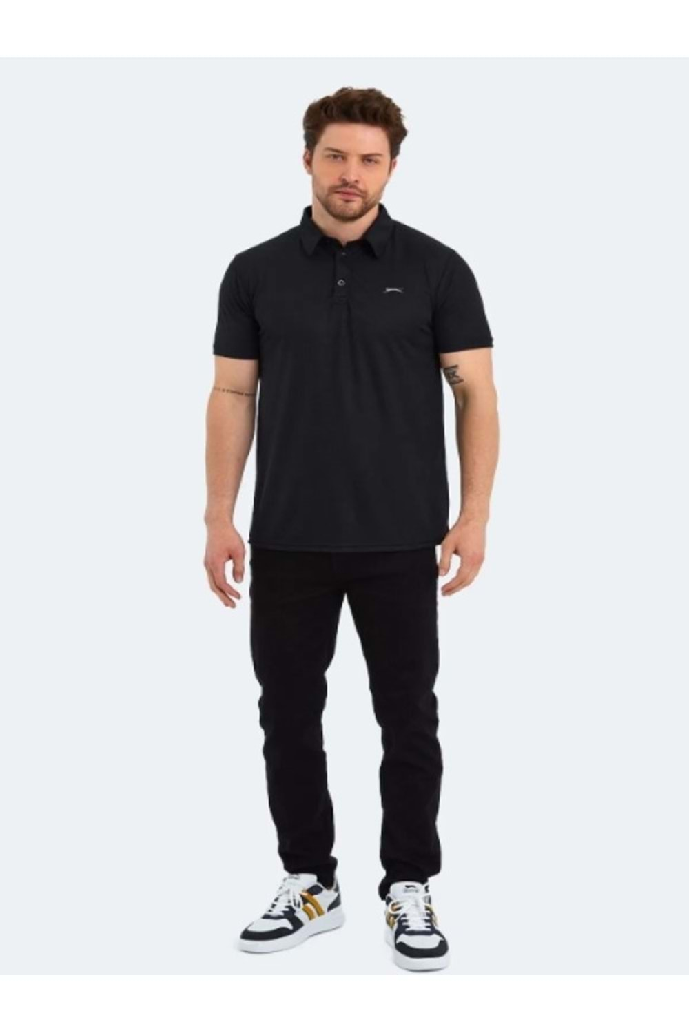 Slazenger Sloan Erkek Delikli Kısa Kol T-shirt - Slazenger - Siyah - ST01419-Siyah-M