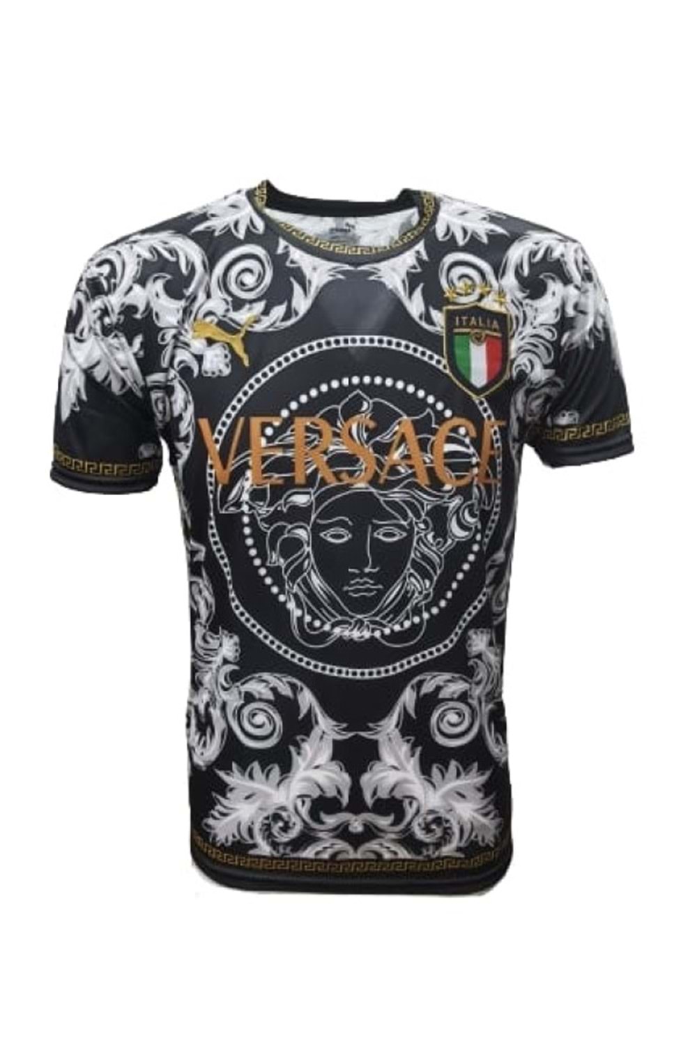 İtalya İ01443 x Versace Özel Profesyonel Maç Forması 2022-2023 - Siyah