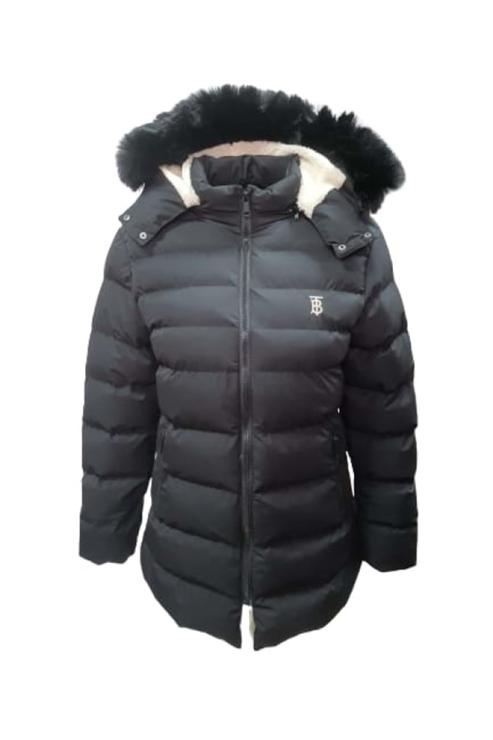 Burberry B01481 Çocuk Kız Şişme Dolum Kapüşonlu Kaban - B01481 - Siyah