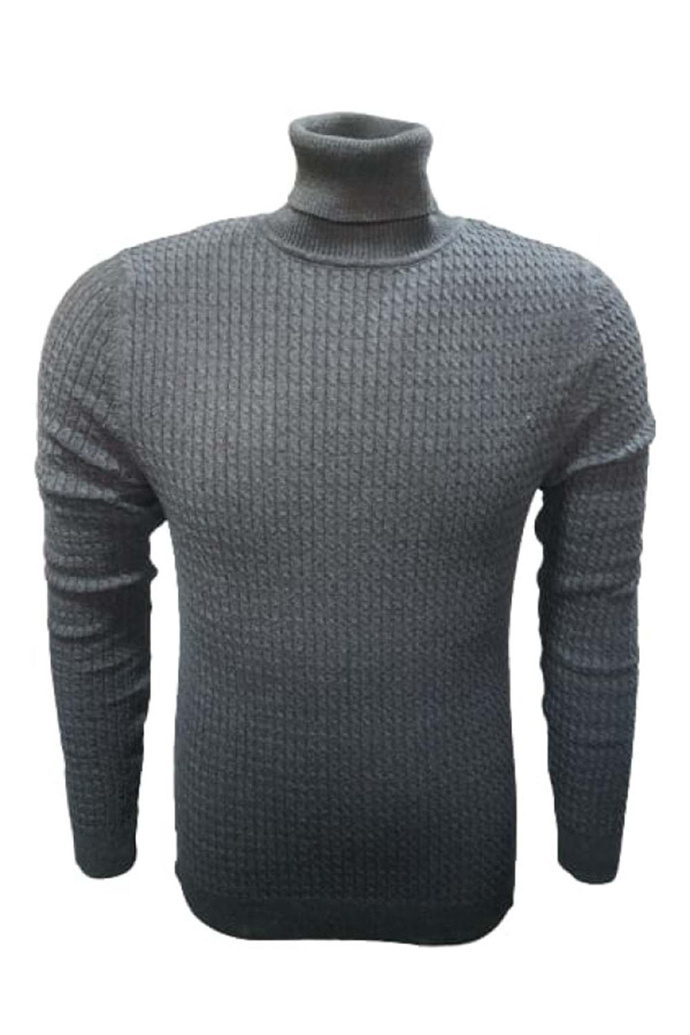 Ce-Ce 3199 Erkek Basic Tam Balıkçı Yaka Boğazlı Kazak - Antrasit