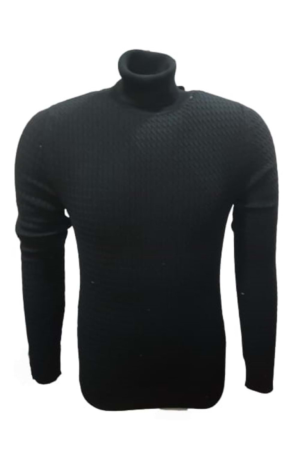 Ce-Ce 3199 Erkek Basic Tam Balıkçı Yaka Boğazlı Kazak - Siyah