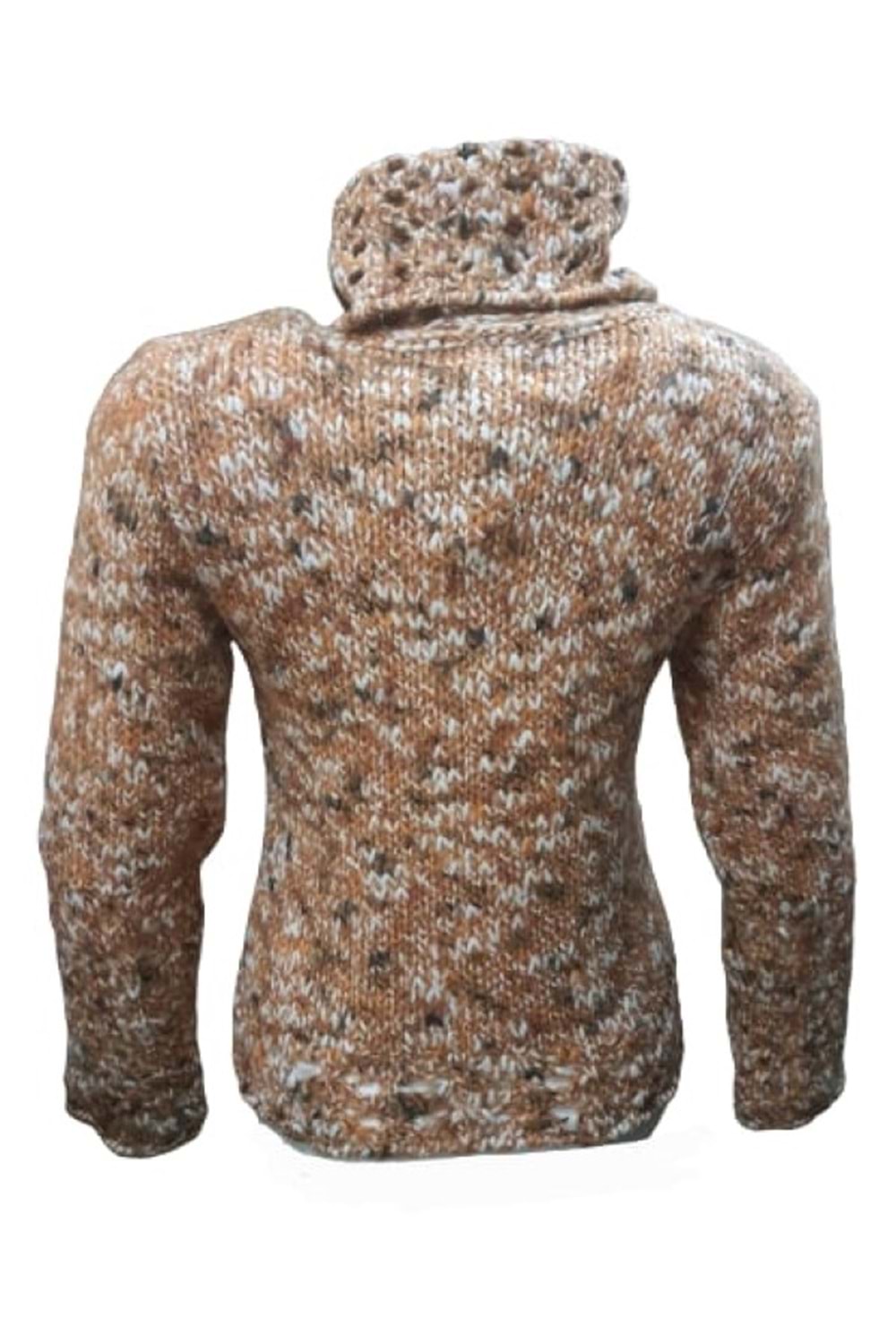 Alegria Kadın El Örgü Tam Balıkçı Kazak St-01549 - Açık Kahverengi