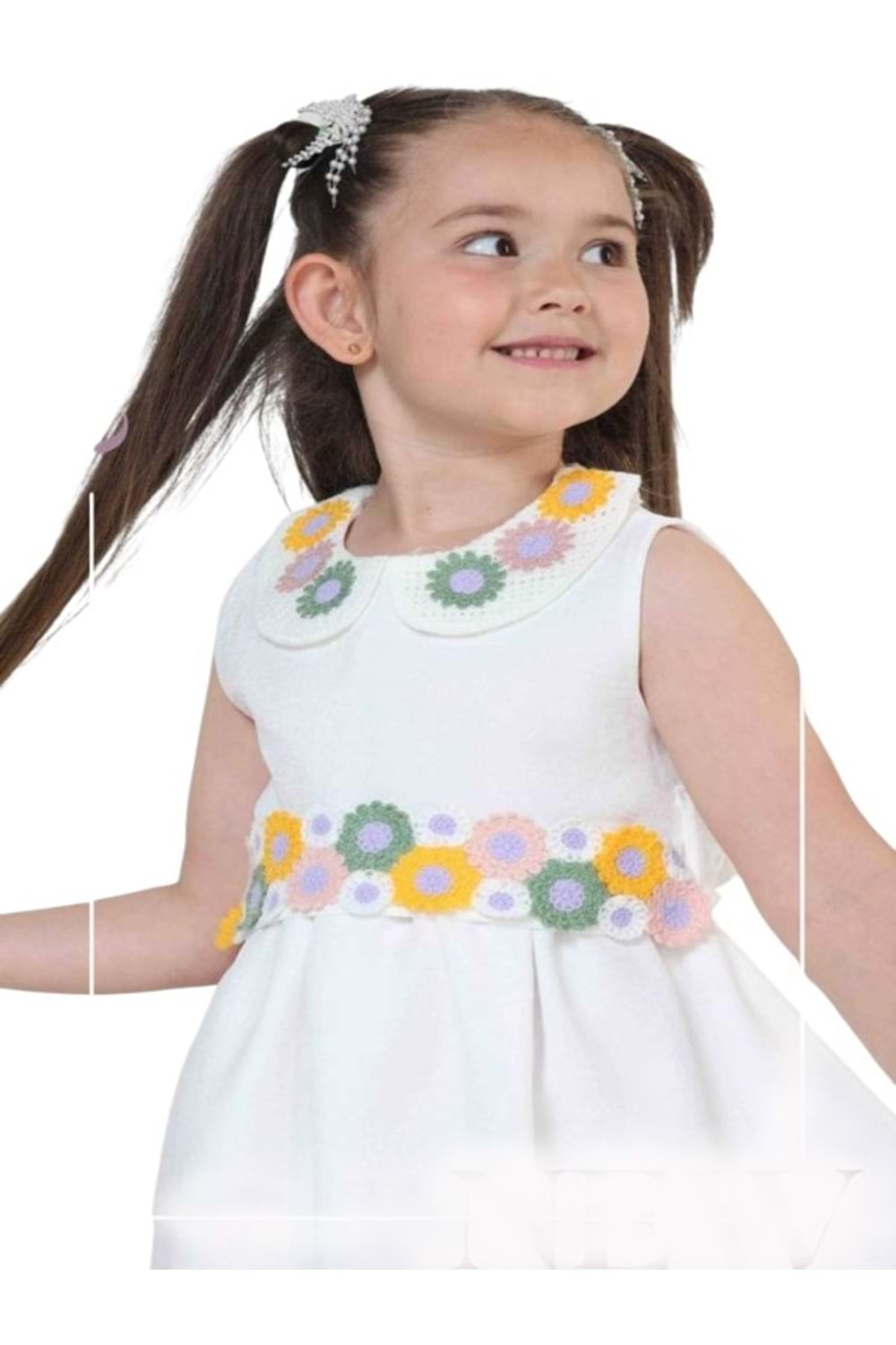 Gülücük Kids G01631-433 Kız Çocuk Keten Jile Elbise - Gülücük - Sarı - ST01631-Sarı-7 YAŞ