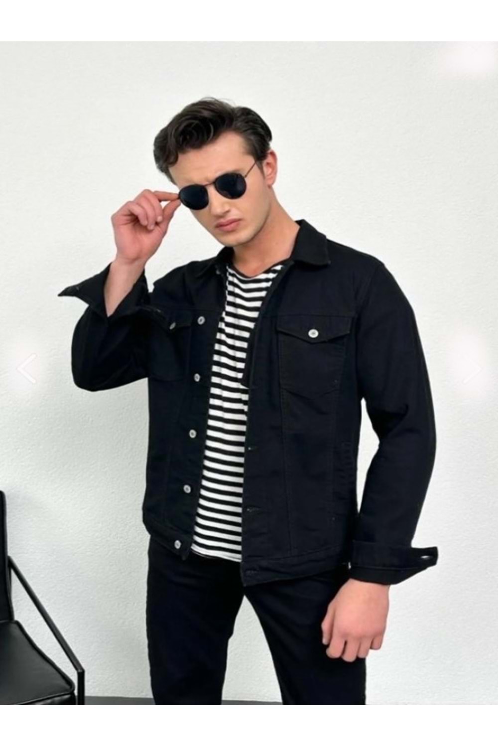 Serseri S1379 Erkek Jean Denin Pamuk Cepli Düğmeli Kot Ceket - Serseri - S1379 - Siyah - ST01707-Siyah-L