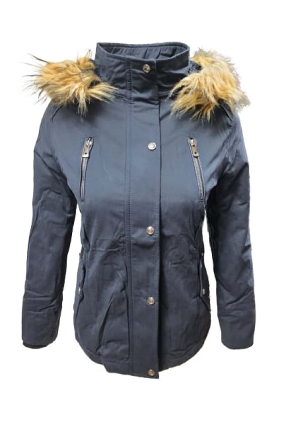 Tmberline Tb3434 Kadın Gabardin Kapüşonu Kürklü Kısa Boy Mont - Tb3434 - Lacivert - ST01709-Lacivert-M