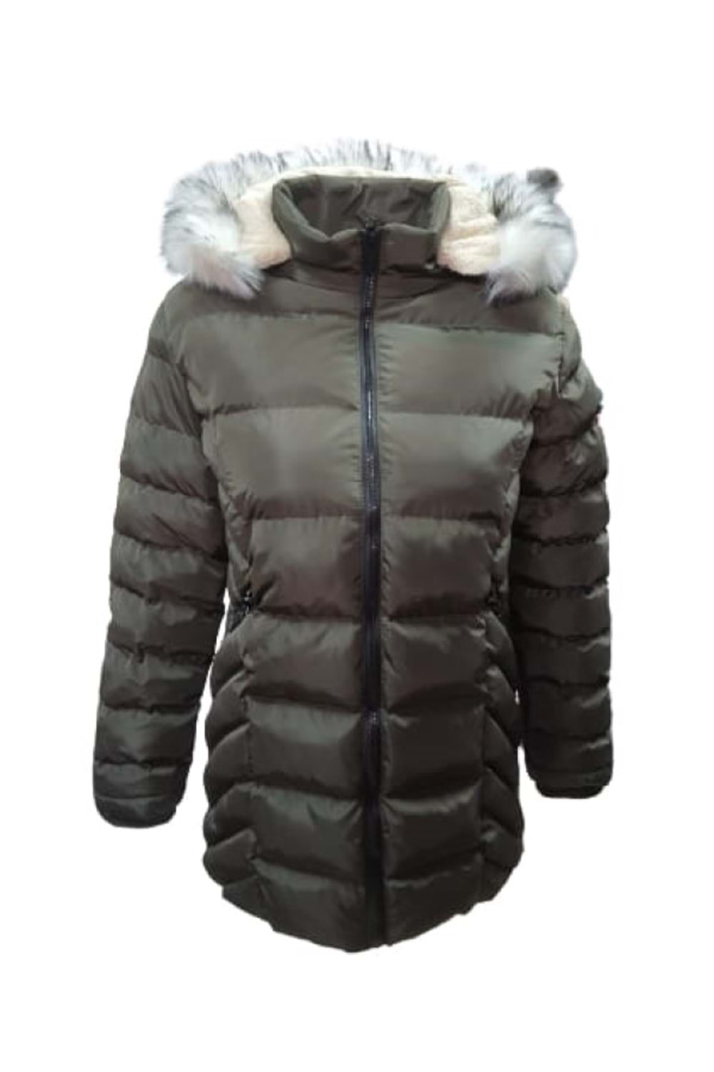 Jenerik J01804 Çocuk Kız Şişme Dolum Kapüşonlu Mont - J01804 - Haki