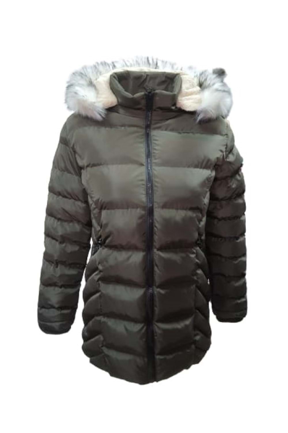 Jenerik J01804 Çocuk Kız Şişme Dolum Kapüşonlu Mont - J01804 - Haki