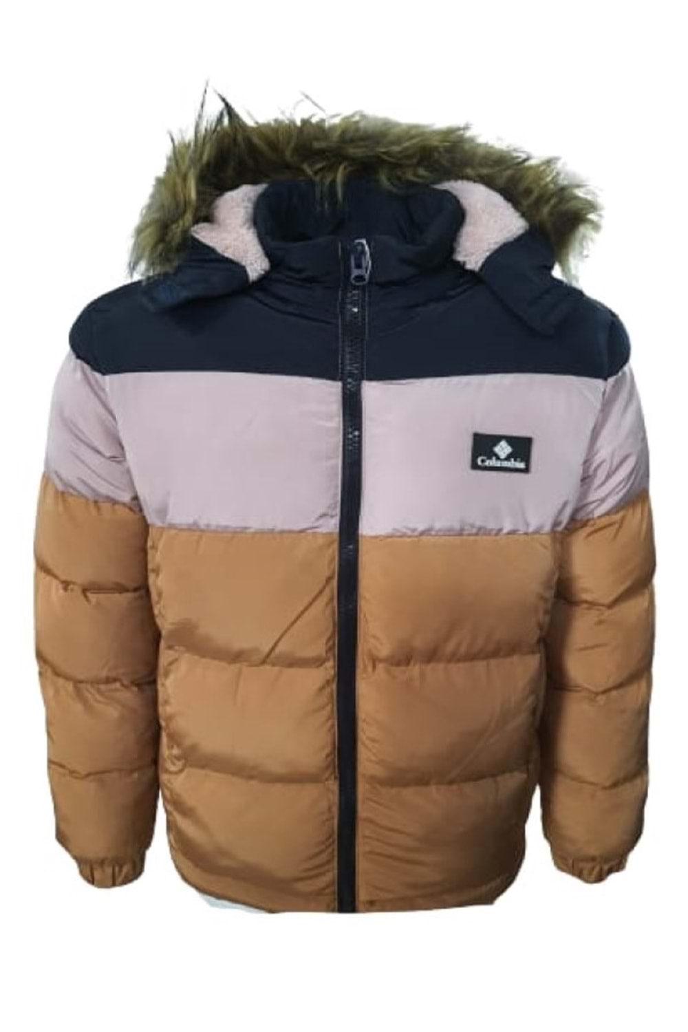 Columbia C01807 Unisex Şişme Dolum İçi Kürklü Kapüşonlu Mont - C01807 - Turuncu