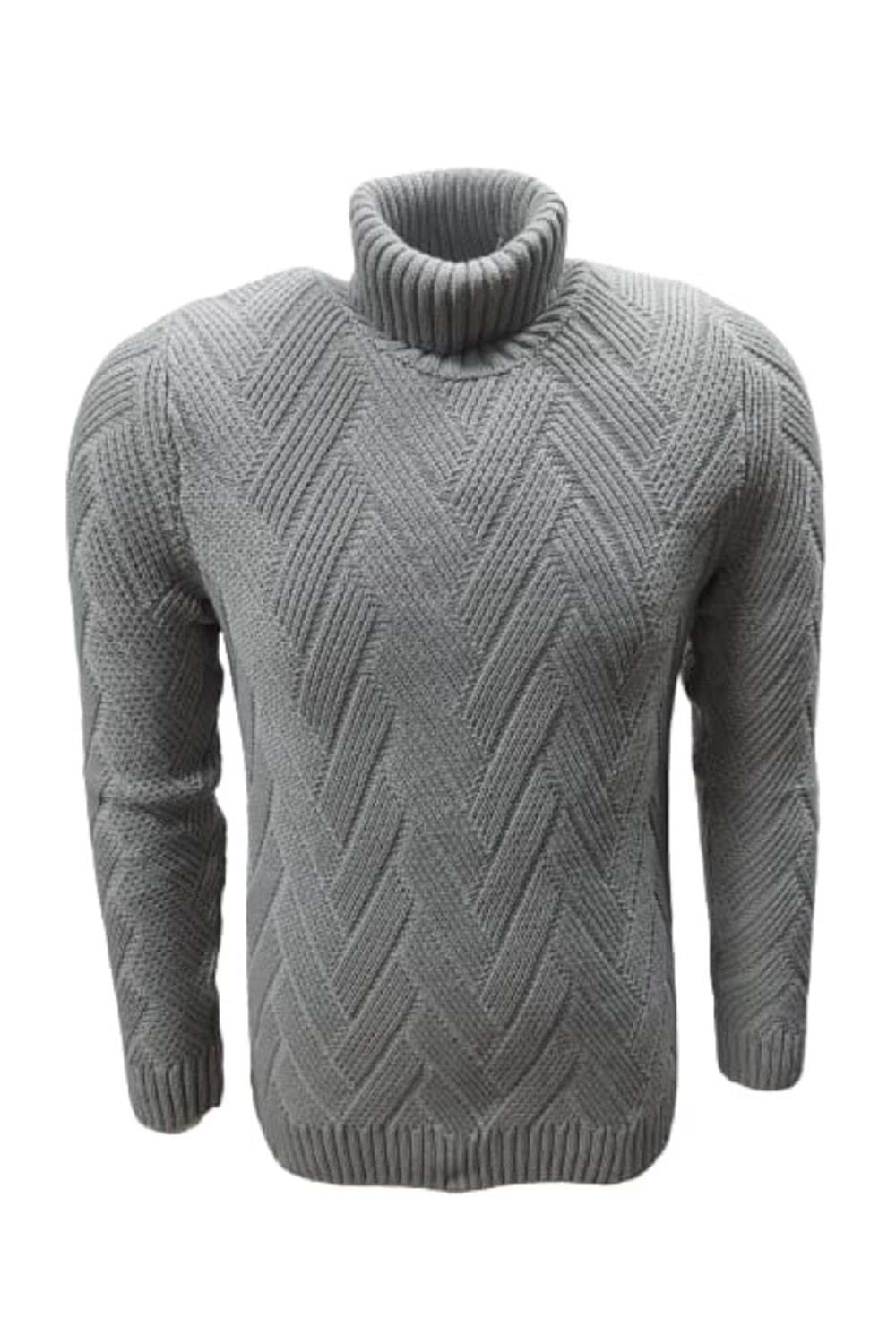 Ce-Ce C1033 Erkek Regular Fit Desenli Tam Balıkçı Boğazlı Kazak - ST01825-Gri-XL