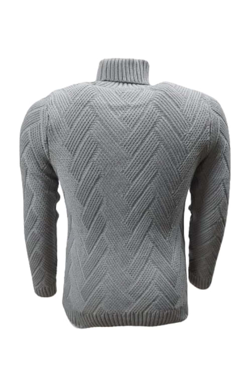 Ce-Ce C1033 Erkek Regular Fit Desenli Tam Balıkçı Boğazlı Kazak - ST01825-Gri-XL