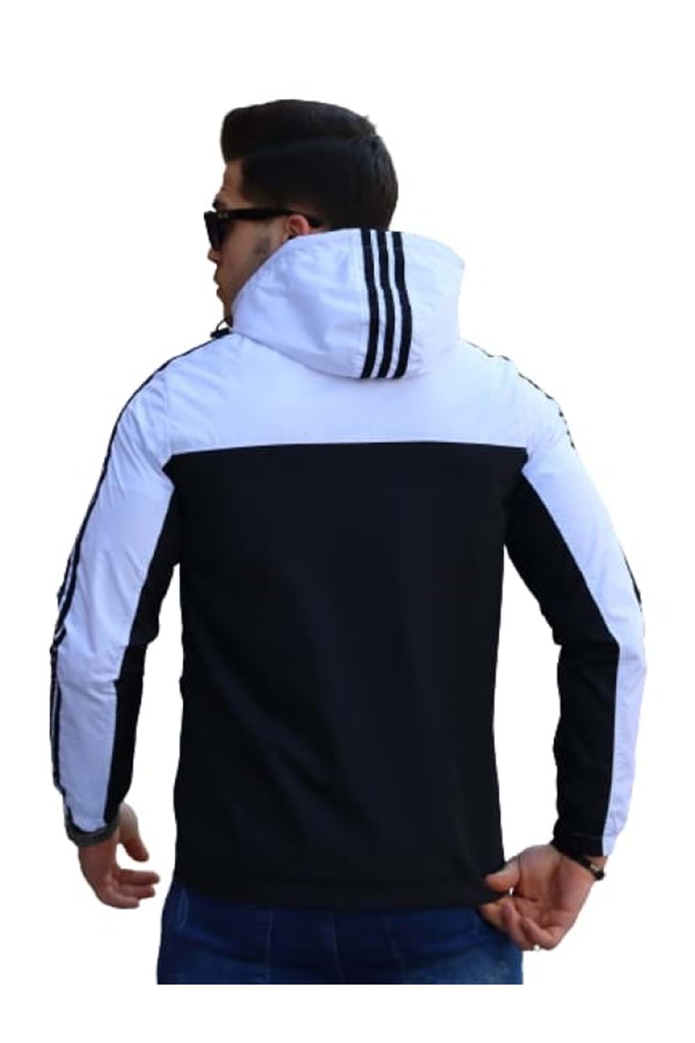 Adidas Erkek The Run Kapüşonlu Yağmurluk A-02074 - Beyaz - L