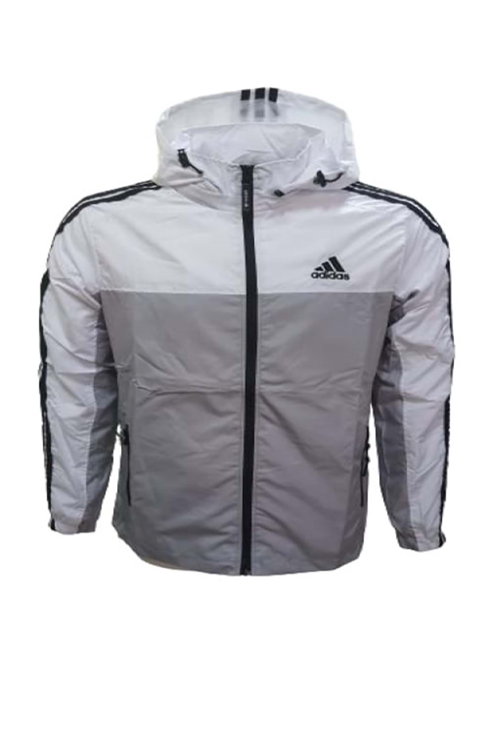 Adidas Erkek The Run Kapüşonlu Yağmurluk A-02074 - Gri - S