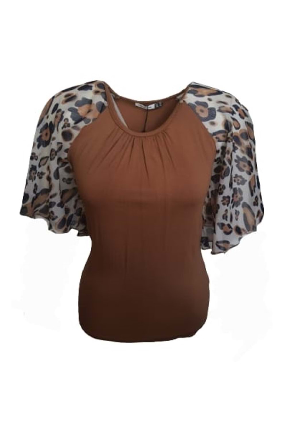 Pink Dream Fashion Kadın Penye Bluz P-02091 - Açık Kahverengi - M