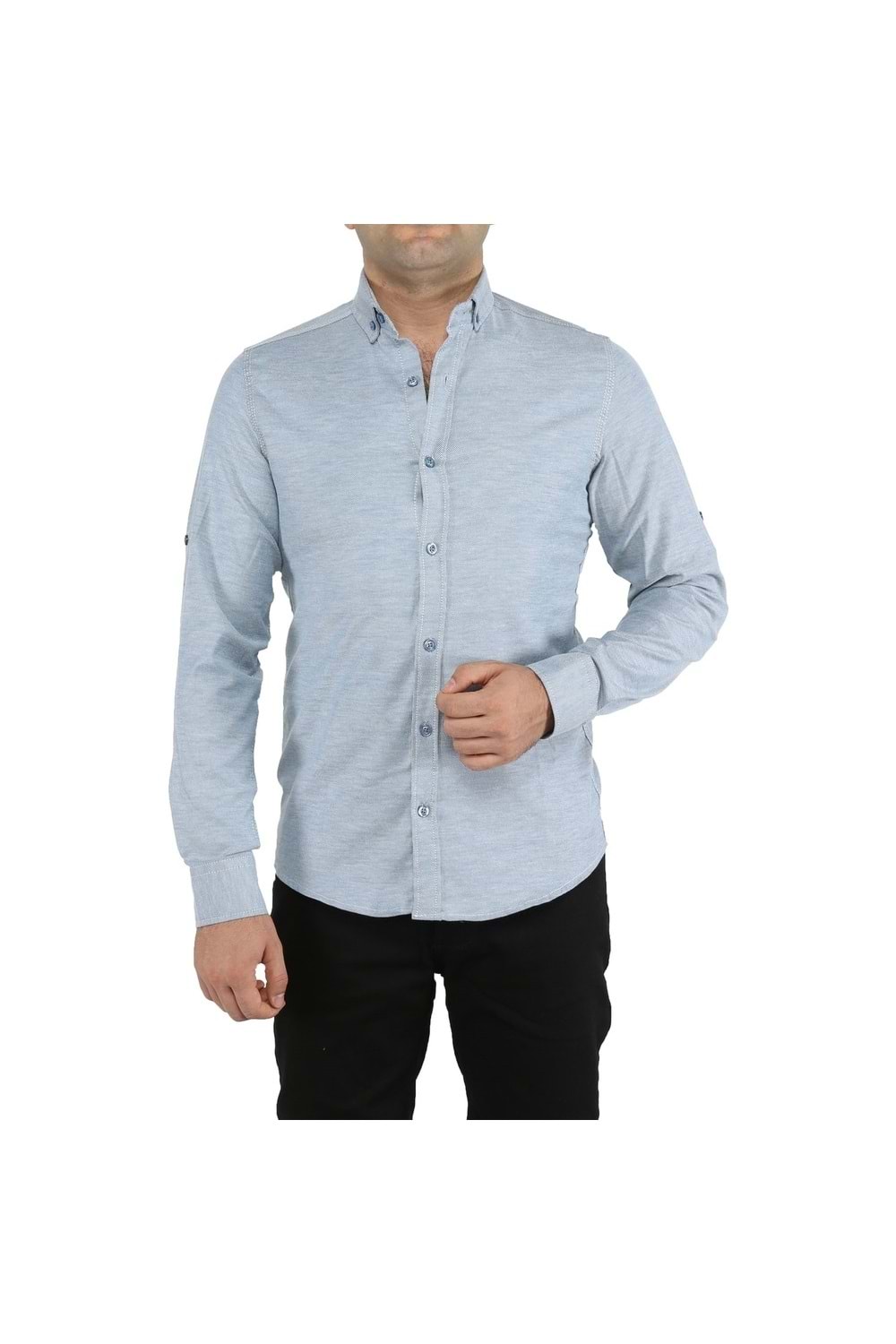 Jlt Erkek Oxford Licralı Slim Gömlek J-0729 - Mavi - M