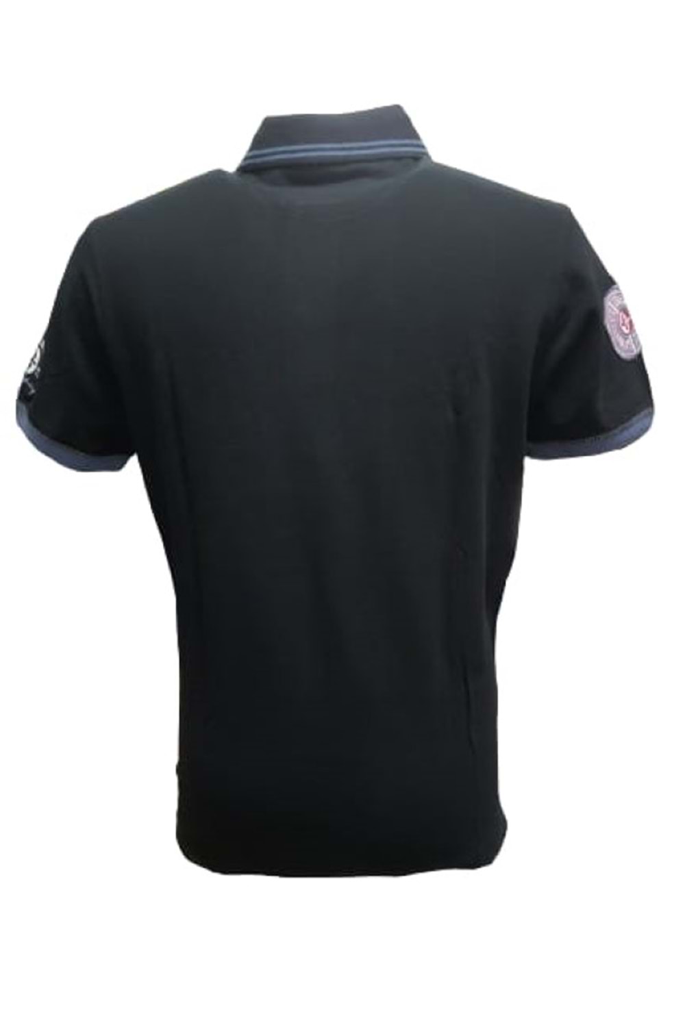 Mcl M22408 Erkek Lakos Baskılı Polo Yaka Kısa Kol T-shirt - Siyah